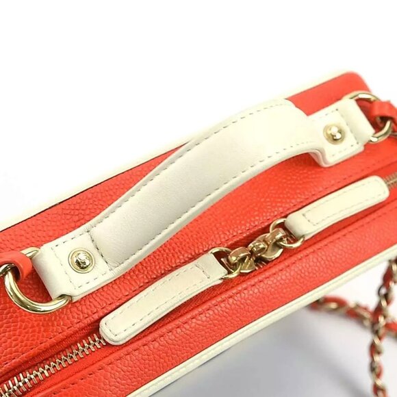 Auth CHANEL CC Filigree Handbag Shoulder Bag Red/Blue/White Leather - Picture 8 of 16